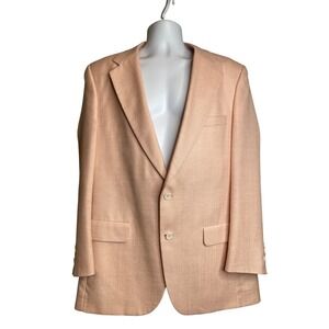 Vintage Thos. Stuart Mens Peach Linen Blend Blazer Est Sz 44 Old Money Classic